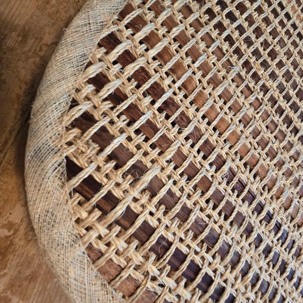 Vintage Woven Rattan Placemats Set 5 Tan Brown Oval Boho Bamboo Table Mats